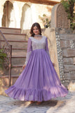 Star Georgette with Embroidery Beads Sequins-work