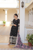 Faux Georgette with Embroidery Zari Sequins-work