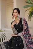 Faux Georgette with Embroidery Zari Sequins-work