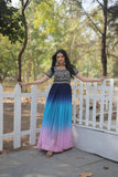 Faux Blooming with Embroidery Zari Sequins-work