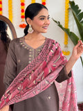 Suit (pure chanderi with linen dupatta)